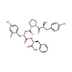 Cc1cc(O)ccc1C[C@H](NC(=O)[C@@H]1CCCN1C(=O)[C@@H](N)Cc1ccc(O)cc1)C(=O)N[C@@H](Cc1ccccc1)C(N)=O ZINC000028654462