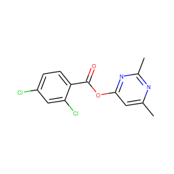 Cc1cc(OC(=O)c2ccc(Cl)cc2Cl)nc(C)n1 ZINC000001388250