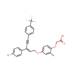 Cc1cc(OC/C=C(\C#Cc2ccc(C(F)(F)F)cc2)c2ccc(Br)cc2)ccc1OCC(=O)O ZINC000049777074