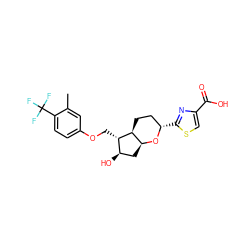 Cc1cc(OC[C@H]2[C@H](O)C[C@@H]3O[C@@H](c4nc(C(=O)O)cs4)CC[C@@H]32)ccc1C(F)(F)F ZINC000653700737