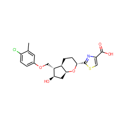 Cc1cc(OC[C@H]2[C@H](O)C[C@@H]3O[C@@H](c4nc(C(=O)O)cs4)CC[C@@H]32)ccc1Cl ZINC000653708452