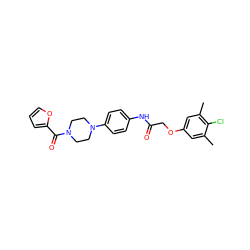 Cc1cc(OCC(=O)Nc2ccc(N3CCN(C(=O)c4ccco4)CC3)cc2)cc(C)c1Cl ZINC000001066128