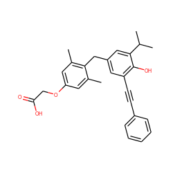 Cc1cc(OCC(=O)O)cc(C)c1Cc1cc(C#Cc2ccccc2)c(O)c(C(C)C)c1 ZINC000013475085