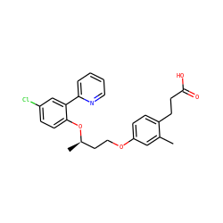 Cc1cc(OCC[C@@H](C)Oc2ccc(Cl)cc2-c2ccccn2)ccc1CCC(=O)O ZINC000028890938