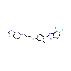 Cc1cc(OCCCN2CCc3nc[nH]c3C2)ccc1-c1nc2c(C)c(F)ccc2[nH]1 ZINC000049048766