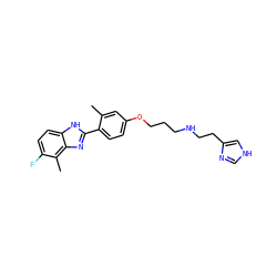 Cc1cc(OCCCNCCc2c[nH]cn2)ccc1-c1nc2c(C)c(F)ccc2[nH]1 ZINC000049035836