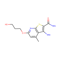 Cc1cc(OCCCO)nc2sc(C(N)=O)c(N)c12 ZINC000045258070