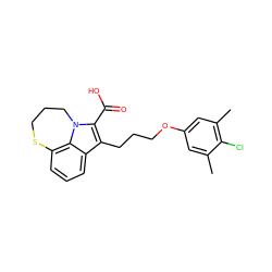 Cc1cc(OCCCc2c(C(=O)O)n3c4c(cccc24)SCCC3)cc(C)c1Cl ZINC000299852651