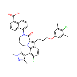 Cc1cc(OCCCc2c3n(c4c(-c5c(C)nn(C)c5C)c(Cl)ccc24)CCCN(c2cccc4c(C(=O)O)cccc24)C3=O)cc(C)c1Cl ZINC001772653895