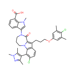 Cc1cc(OCCCc2c3n(c4c(-c5c(C)nn(C)c5C)c(Cl)ccc24)CCCN(c2cn(C)c4c(C(=O)O)cccc24)C3=O)cc(C)c1Cl ZINC001772601683