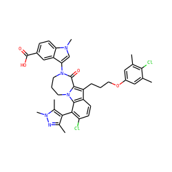 Cc1cc(OCCCc2c3n(c4c(-c5c(C)nn(C)c5C)c(Cl)ccc24)CCCN(c2cn(C)c4ccc(C(=O)O)cc24)C3=O)cc(C)c1Cl ZINC001772577916