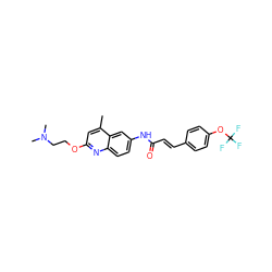 Cc1cc(OCCN(C)C)nc2ccc(NC(=O)/C=C/c3ccc(OC(F)(F)F)cc3)cc12 ZINC000013671989