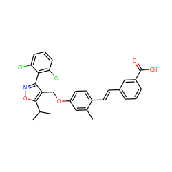 Cc1cc(OCc2c(-c3c(Cl)cccc3Cl)noc2C(C)C)ccc1/C=C/c1cccc(C(=O)O)c1 ZINC000013809557