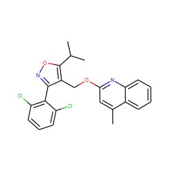 Cc1cc(OCc2c(-c3c(Cl)cccc3Cl)noc2C(C)C)nc2ccccc12 ZINC000058538081