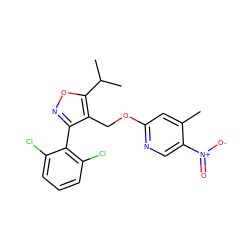 Cc1cc(OCc2c(-c3c(Cl)cccc3Cl)noc2C(C)C)ncc1[N+](=O)[O-] ZINC000058468539