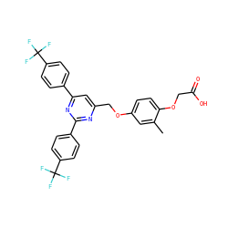 Cc1cc(OCc2cc(-c3ccc(C(F)(F)F)cc3)nc(-c3ccc(C(F)(F)F)cc3)n2)ccc1OCC(=O)O ZINC000037866897