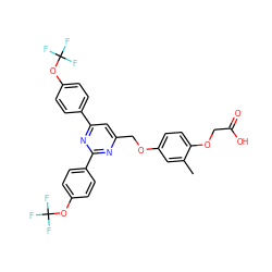 Cc1cc(OCc2cc(-c3ccc(OC(F)(F)F)cc3)nc(-c3ccc(OC(F)(F)F)cc3)n2)ccc1OCC(=O)O ZINC000037866898