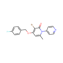 Cc1cc(OCc2ccc(F)cc2)c(Br)c(=O)n1-c1ccncc1 ZINC000049045339