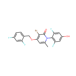 Cc1cc(OCc2ccc(F)cc2F)c(Br)c(=O)n1-c1c(F)cc(O)cc1F ZINC000072171794