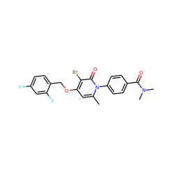 Cc1cc(OCc2ccc(F)cc2F)c(Br)c(=O)n1-c1ccc(C(=O)N(C)C)cc1 ZINC000072172136