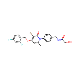 Cc1cc(OCc2ccc(F)cc2F)c(Br)c(=O)n1-c1ccc(CNC(=O)CO)cc1 ZINC000072173037