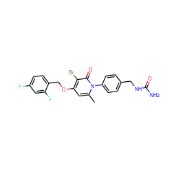 Cc1cc(OCc2ccc(F)cc2F)c(Br)c(=O)n1-c1ccc(CNC(N)=O)cc1 ZINC000072171987