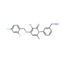 Cc1cc(OCc2ccc(F)cc2F)c(Br)c(=O)n1-c1cccc(CN)c1 ZINC000072170642