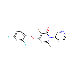 Cc1cc(OCc2ccc(F)cc2F)c(Br)c(=O)n1-c1cccnc1 ZINC000048931270