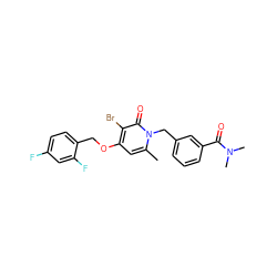 Cc1cc(OCc2ccc(F)cc2F)c(Br)c(=O)n1Cc1cccc(C(=O)N(C)C)c1 ZINC000049017762