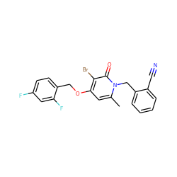 Cc1cc(OCc2ccc(F)cc2F)c(Br)c(=O)n1Cc1ccccc1C#N ZINC000049793037