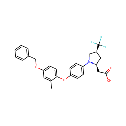 Cc1cc(OCc2ccccc2)ccc1Oc1ccc(N2C[C@@H](C(F)(F)F)C[C@H]2CC(=O)O)cc1 ZINC000116590852