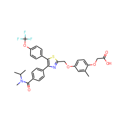 Cc1cc(OCc2nc(-c3ccc(C(=O)N(C)C(C)C)cc3)c(-c3ccc(OC(F)(F)F)cc3)s2)ccc1OCC(=O)O ZINC000049803976