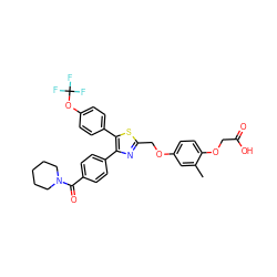 Cc1cc(OCc2nc(-c3ccc(C(=O)N4CCCCC4)cc3)c(-c3ccc(OC(F)(F)F)cc3)s2)ccc1OCC(=O)O ZINC000049781271