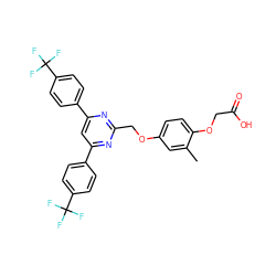 Cc1cc(OCc2nc(-c3ccc(C(F)(F)F)cc3)cc(-c3ccc(C(F)(F)F)cc3)n2)ccc1OCC(=O)O ZINC000037866900