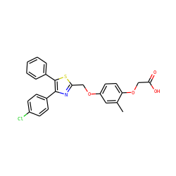 Cc1cc(OCc2nc(-c3ccc(Cl)cc3)c(-c3ccccc3)s2)ccc1OCC(=O)O ZINC000049792537