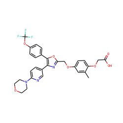 Cc1cc(OCc2nc(-c3ccc(N4CCOCC4)nc3)c(-c3ccc(OC(F)(F)F)cc3)o2)ccc1OCC(=O)O ZINC000049799645