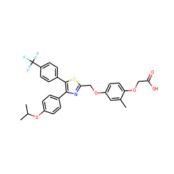 Cc1cc(OCc2nc(-c3ccc(OC(C)C)cc3)c(-c3ccc(C(F)(F)F)cc3)s2)ccc1OCC(=O)O ZINC000049785399