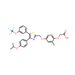 Cc1cc(OCc2nc(-c3ccc(OC(C)C)cc3)c(-c3cccc(OC(F)(F)F)c3)s2)ccc1OCC(=O)O ZINC000049774631