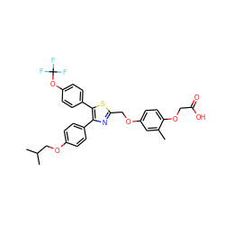 Cc1cc(OCc2nc(-c3ccc(OCC(C)C)cc3)c(-c3ccc(OC(F)(F)F)cc3)s2)ccc1OCC(=O)O ZINC000049774807