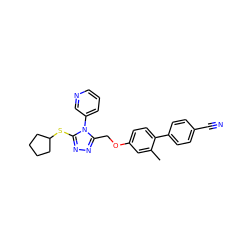 Cc1cc(OCc2nnc(SC3CCCC3)n2-c2cccnc2)ccc1-c1ccc(C#N)cc1 ZINC000095595508