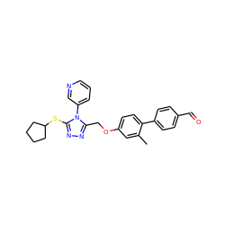 Cc1cc(OCc2nnc(SC3CCCC3)n2-c2cccnc2)ccc1-c1ccc(C=O)cc1 ZINC000095593747