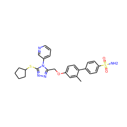 Cc1cc(OCc2nnc(SC3CCCC3)n2-c2cccnc2)ccc1-c1ccc(S(N)(=O)=O)cc1 ZINC000095596734