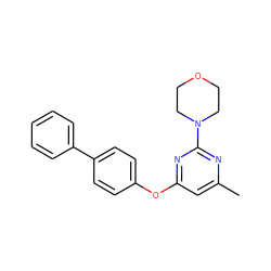 Cc1cc(Oc2ccc(-c3ccccc3)cc2)nc(N2CCOCC2)n1 ZINC000000509870