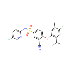 Cc1cc(Oc2ccc(S(=O)(=O)Nc3ccc(F)cn3)cc2C#N)c(C(C)C)cc1Cl ZINC000473200929