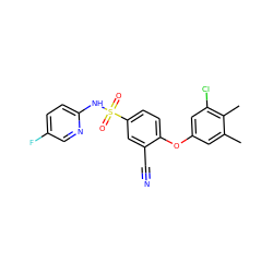 Cc1cc(Oc2ccc(S(=O)(=O)Nc3ccc(F)cn3)cc2C#N)cc(Cl)c1C ZINC000473200996