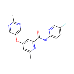 Cc1cc(Oc2cnc(C)nc2)cc(C(=O)Nc2ccc(F)cn2)n1 ZINC000096927036