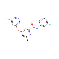 Cc1cc(Oc2cncc(F)c2)cc(C(=O)Nc2cc(F)ccn2)n1 ZINC000148259748