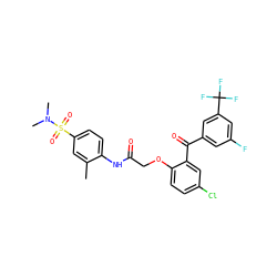 Cc1cc(S(=O)(=O)N(C)C)ccc1NC(=O)COc1ccc(Cl)cc1C(=O)c1cc(F)cc(C(F)(F)F)c1 ZINC000028566550