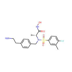 Cc1cc(S(=O)(=O)N(Cc2ccc(CCN)cc2)[C@H](C)C(=O)NO)ccc1F ZINC000473151209