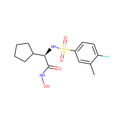 Cc1cc(S(=O)(=O)N[C@@H](C(=O)NO)C2CCCC2)ccc1F ZINC000014946084